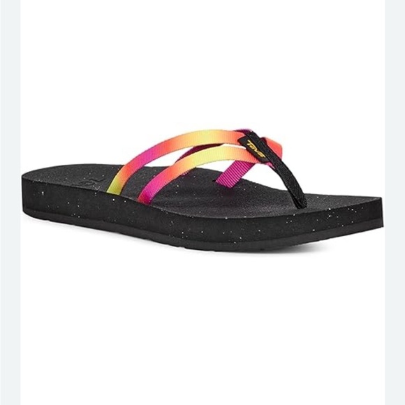 Teva Reflip Strappy Gradiate Sandal Thong Rainbow Flip Flop Black Size 7 New - Picture 1 of 14